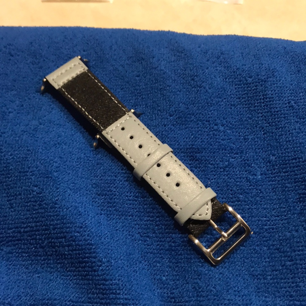 Black denim+Gray Leather band 42/42mm